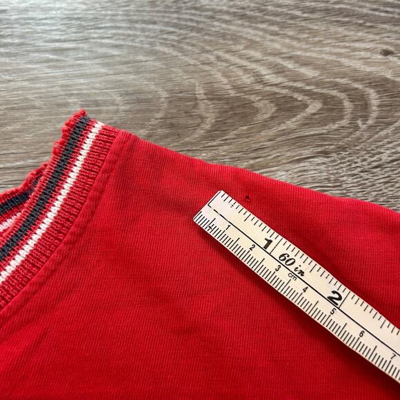 Tommy Jeans 1985 Embroidered Red Vintage Tee XL Distressed 90s Streetwear - Picture 7 of 10